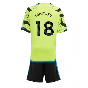 Lacne Dětský Futbalové dres Arsenal Takehiro Tomiyasu #18 2023-24 Krátky Rukáv - Preč (+ trenírky)